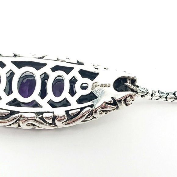 Samuel B Sterling Silver Amethyst Adjustable Slide Bracelet - Picture 10 of 11